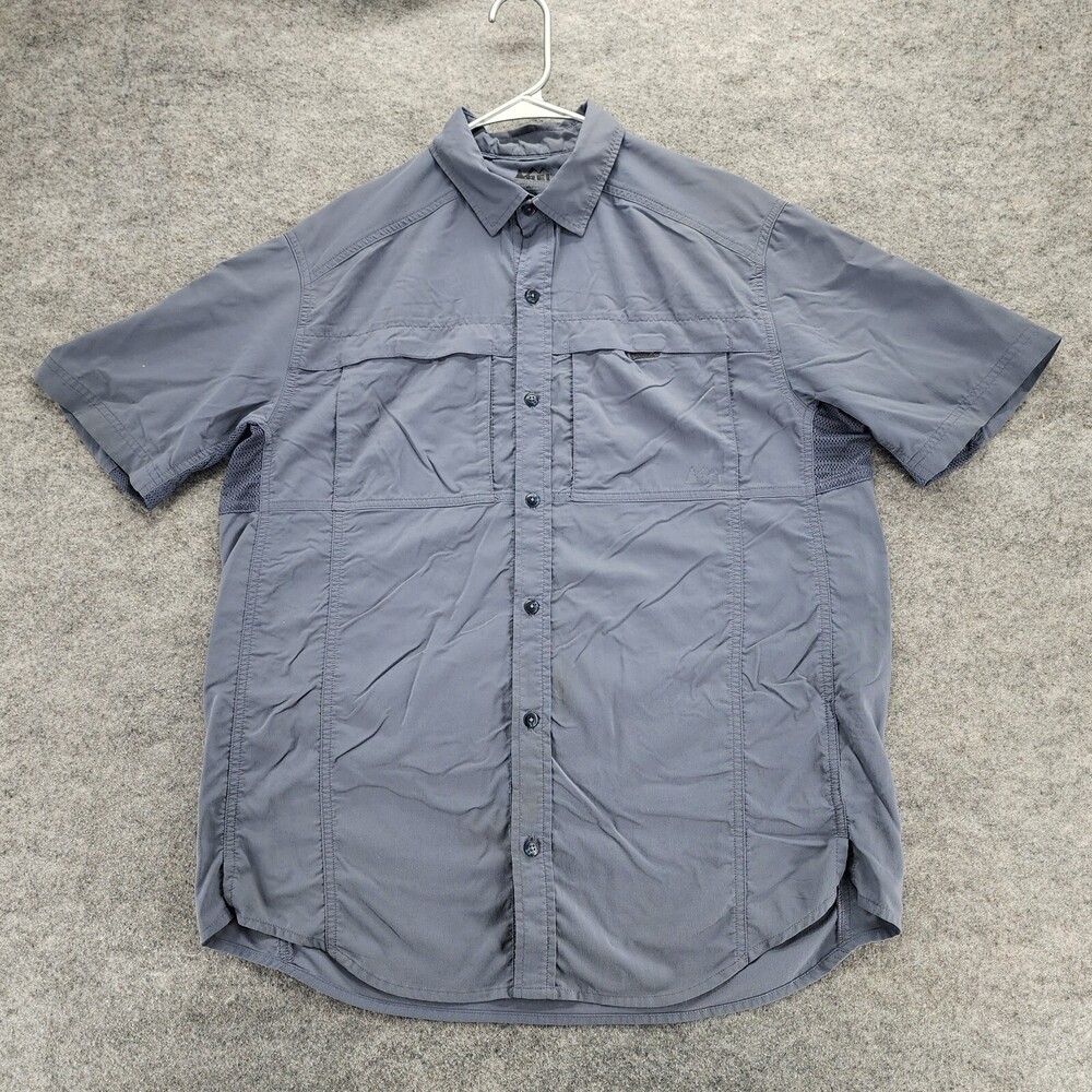 REI Shirt Mens Medium Button Up Short Sleeve Gray